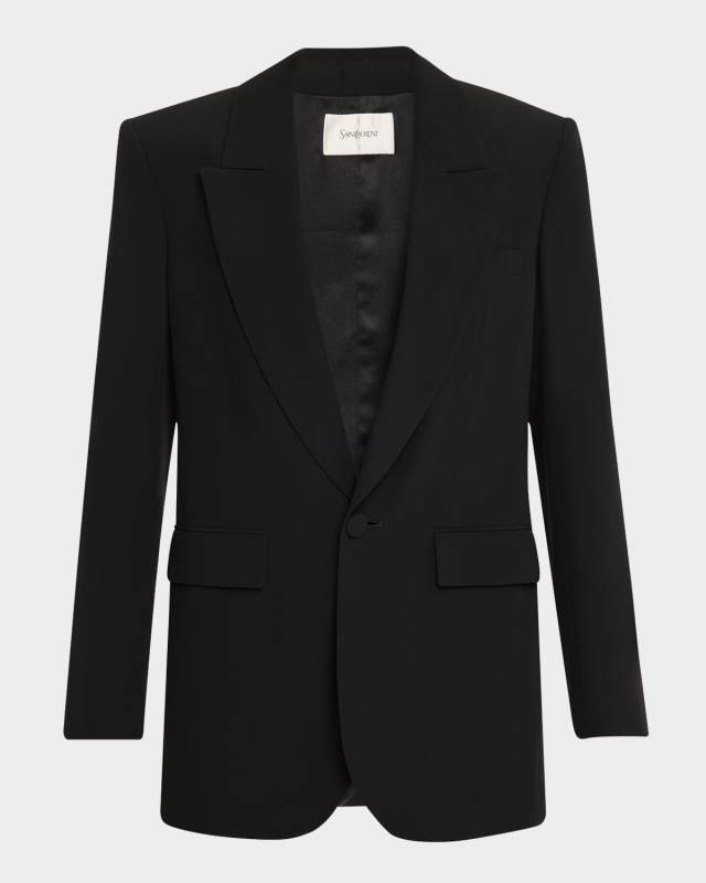 Oversized Single-Breasted Silk Blazer